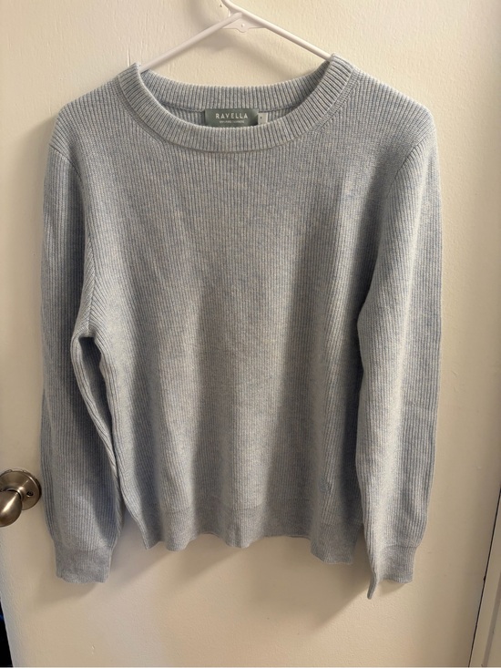 Ravella Sweaters - Ravella Sky Blue Ribbed Crewneck Sweater